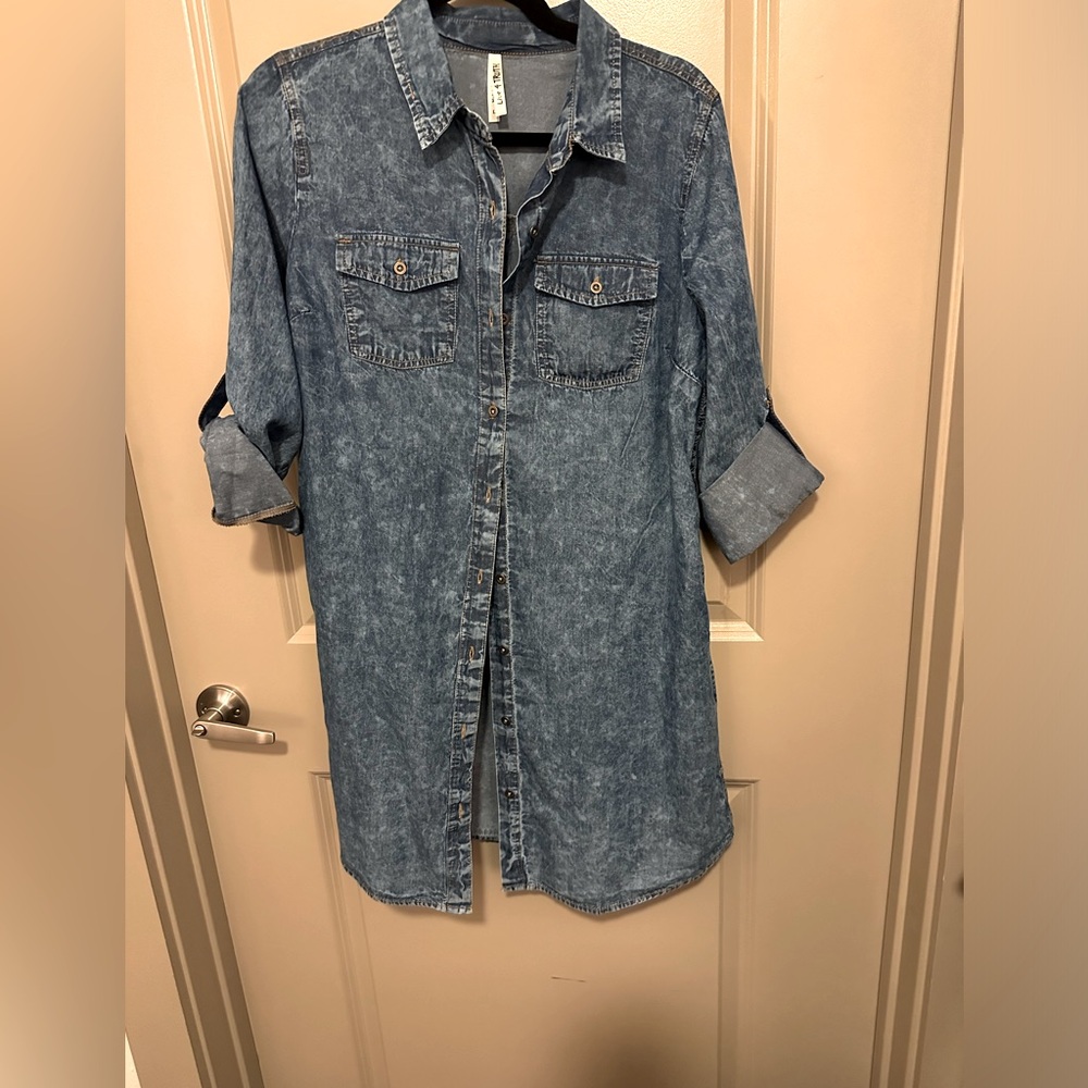 Denim button down shirt dress